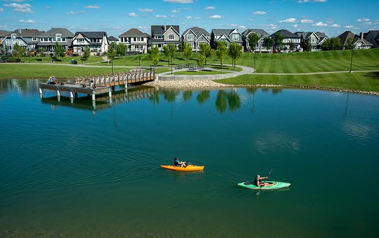 Kayaks on lake